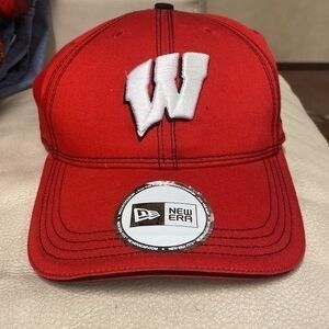 New! Wisconsin Badgers New Era Team Core  Adjustable Hat - Red